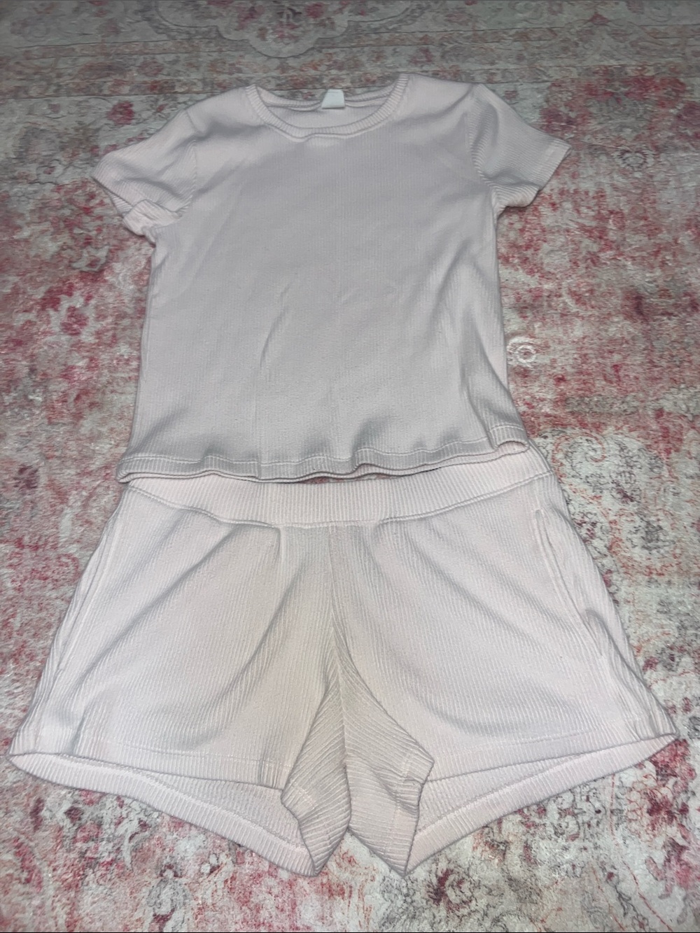 Hollister Light Pink Ribbed Sleep Set